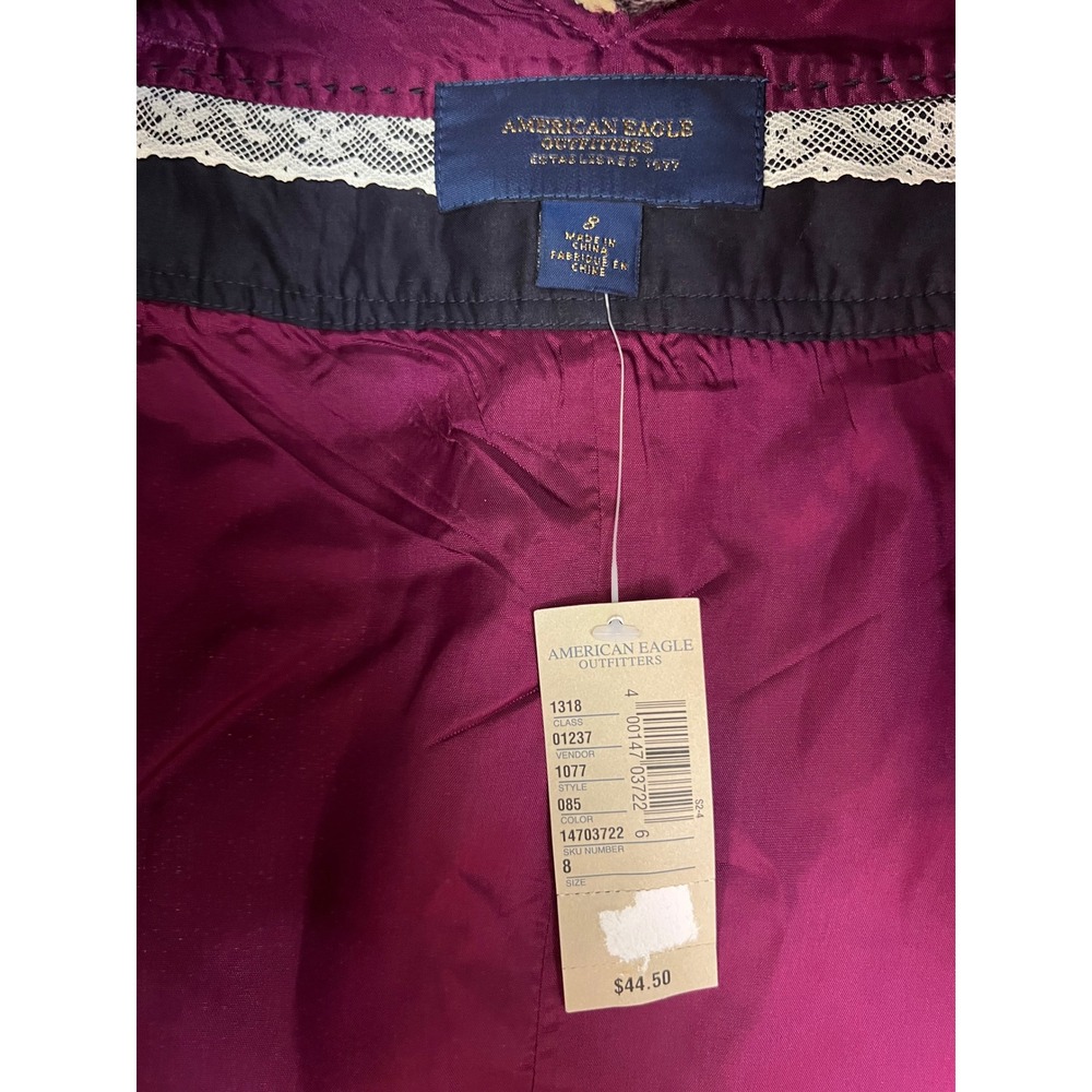 Vtg American Eagle Y2K Herringbone Pleated Micro Mini Skirt Wool Size 8 NWT - Picture 5 of 8